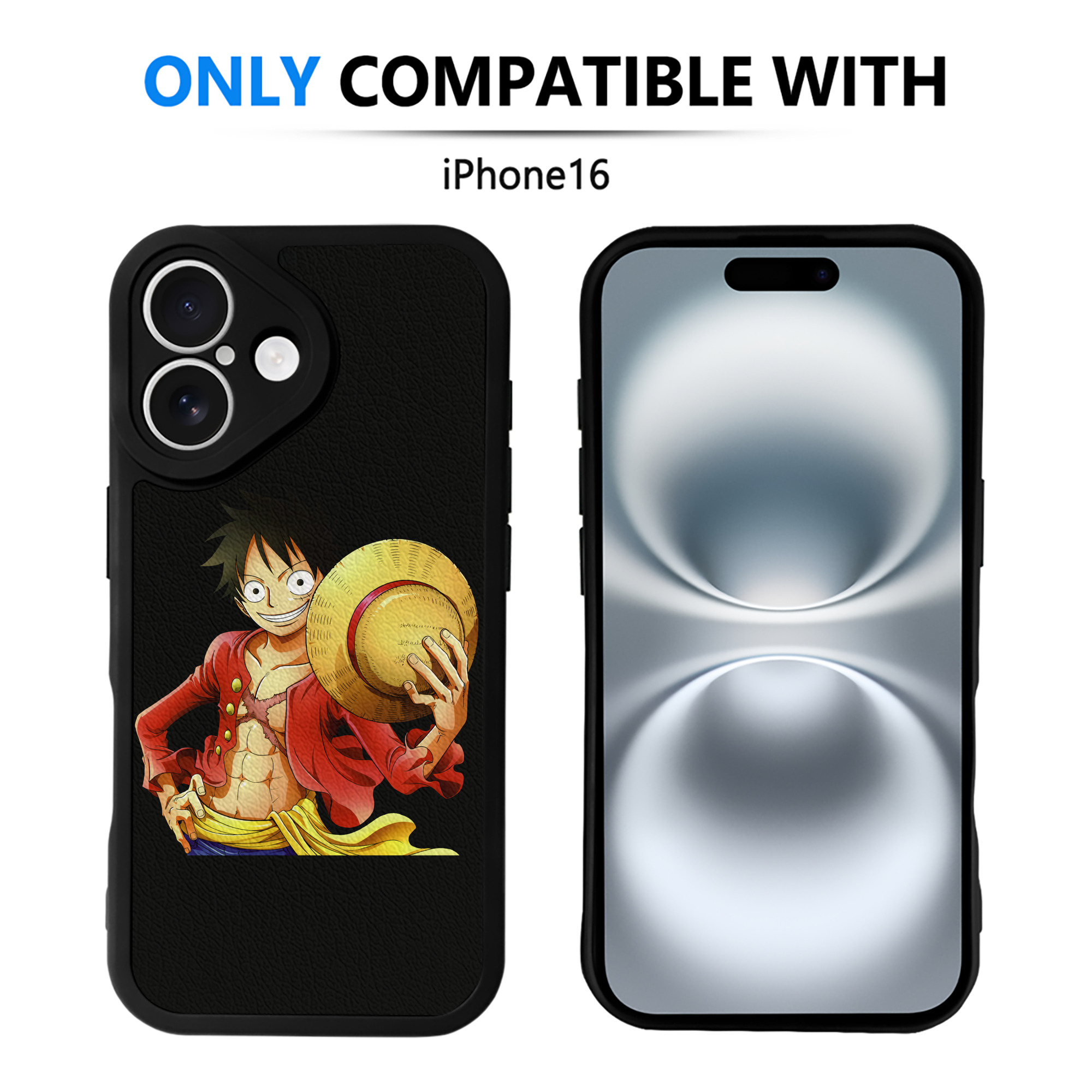 （画像用） ワンピース モンキー・D・ルフィ ONE PIECE Monkey D. Luffy 【iPhone 16シリーズ対応】シリコンスマホケース（レザー調） 材質：シリコン